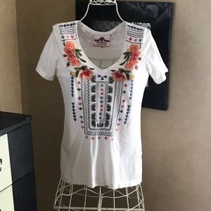 Johnny Was Embroidered T-Shirt S